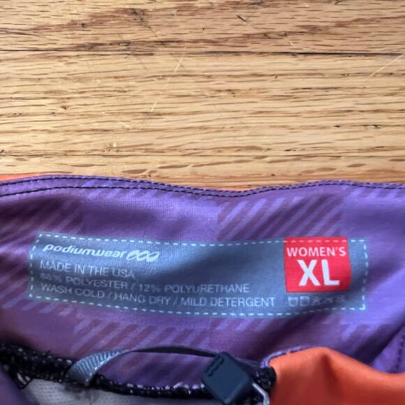 Podium Wear Jacket Womens XL Purple Plaid Zip Up Jersey Pocket Cycle Shirt - Picture 7 of 9